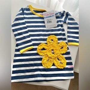 Ruffle butts navy striped ruffle flower dress